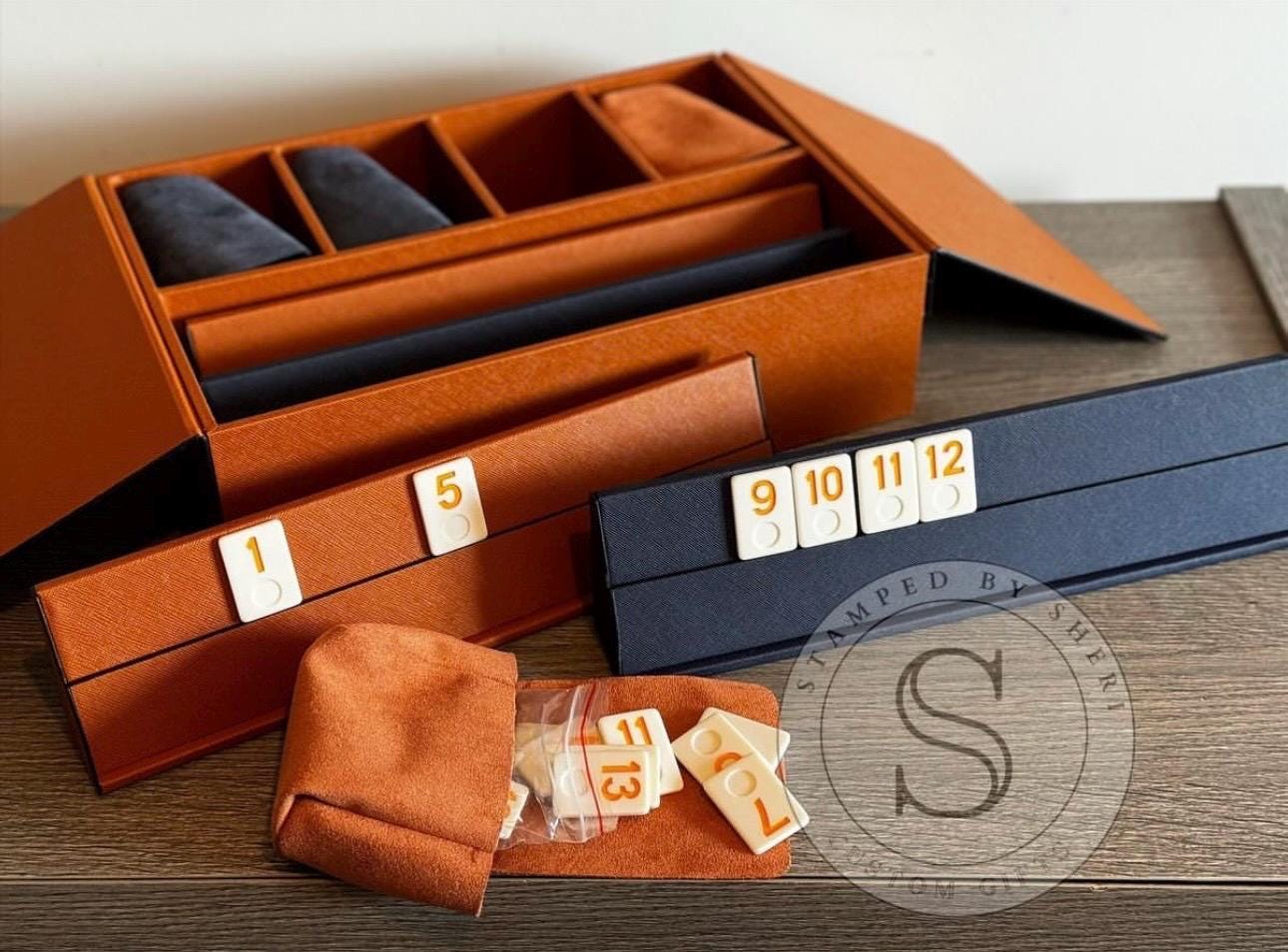 Handmade Leatherette Rummikub Set With Locker, Customizable Rummy