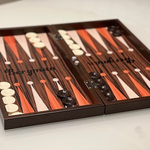Juego de backgammon personalizado y tablero de ajedrez, juego de tablero de madera de viaje personalizado, kit de juego de mesa familiar hecho a mano, regalos de lujo únicos