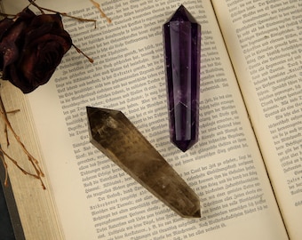 24面アメジスト＆スモーキークォーツフォーゲルワンド - Etsy 日本