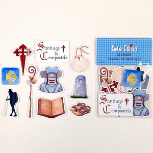 CAMINO de SANTIAGO (10 stickers). Xacobeo Year Stickers. Santiago de Compostela. Handmade product from watercolors. Ann Friks