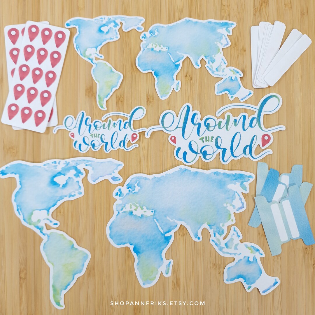 WORLD MAP STICKERS. Handmade Stickers by Ann Friks. Travel Notebook ...