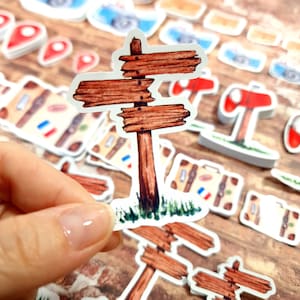 MEMORIES COLLECTION STICKERS (9 Pegatinas artesanales Ann Friks). Decoración vintage para agendas, cuadernos de viaje, diarios...