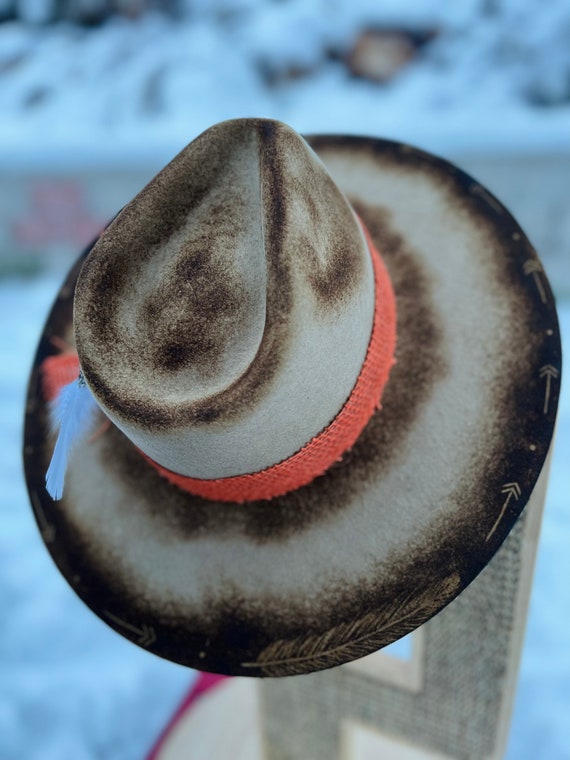 Custom Burned Hat - Feather & Arrow - Small - Etsy display picture 1