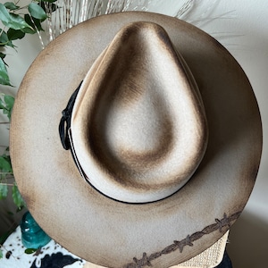Custom Burned Hat - Barbed Wire - Large