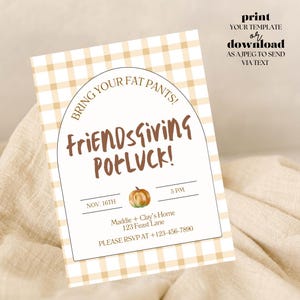 Modern, Minimal, Neutral, Printable, Friendsgiving invite, Thanksgiving E-vite, Instant Download, Digital Template