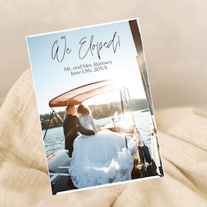 Elopement Announcement, Intimate Wedding Reception, We Eloped, Editable Template, Instant Download, printable card