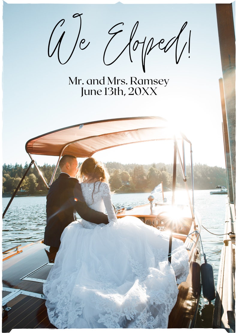 Eloping Sample Elopement Announcement, Intimate Wedding Reception, We Eloped, Editable ...