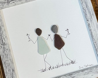 Sea glass art Best Friends with Cocktails