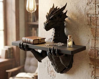 Dragon Wall Shelf – The Grimoire Guardian (3D Printed)