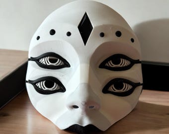 Hellequin Mask 3D Printed Cosplay Horror Mask Wearable Face Mask Oni Mask For   - Unique Japanese Art, japanese mask