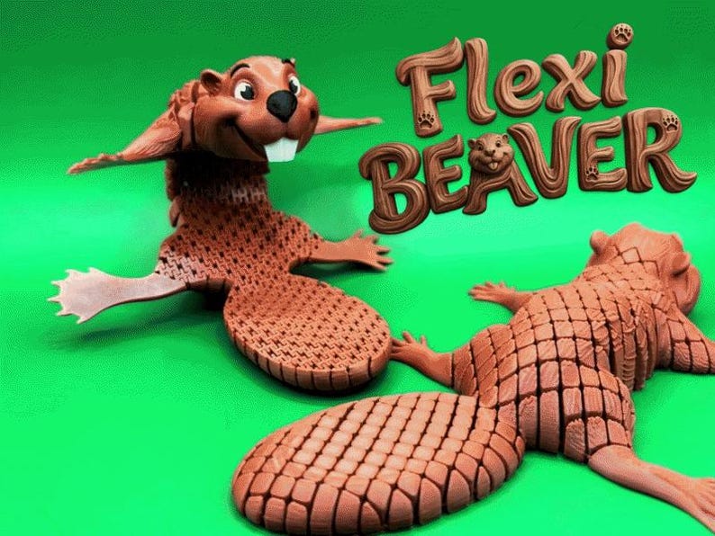 Articulated Flexi Beaver Fidget Toy – 3D Printed Desk Animal, ADHD ...