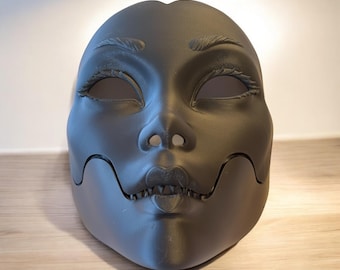 Black Geisha mask, Geisha Mask with Sharp Teeth - Unique Japanese Art, japanese mask