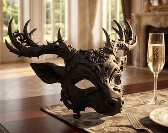 Baroque Regal Deer Mask – Sylvan Majesty (3D Printed)
