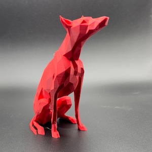 Modello stampato in 3D di Whippet, Greyhound, Lurcher, Sighthound, Saluki. Orecchie alzate Ornamento leggero, vari colori. Riempitivo per calze