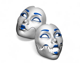 Geisha mask, Geisha Mask with Sharp Teeth - Unique Japanese Art, japanese mask