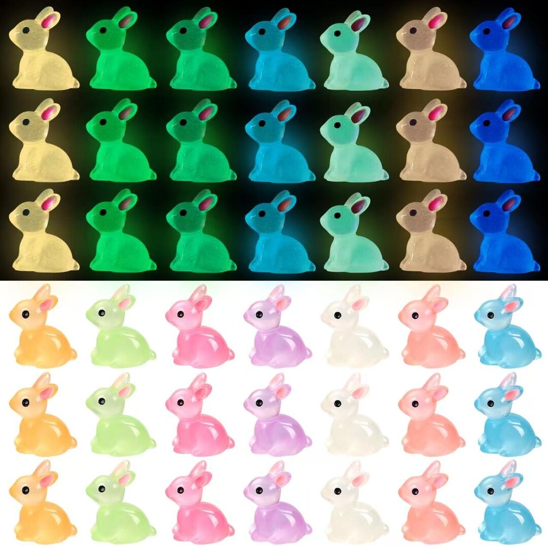 Tiny Glow in the Dark Colorful Rabbit's - Etsy