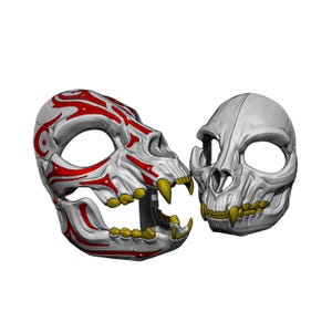 Feline Skull Mask, Feline Skull Mask with Sharp Teeth - Unique Japanese Art, japanese mask