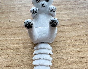 Flexi Söt Katt Nyckelring – Nyckfullt Flerfärgat 3D-tryck