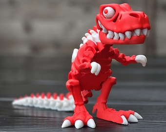 3D Printed Flexi T-Rex Dinosaur – Customizable in 2 Colors – 151mm Adhd