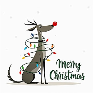 10 biglietti di Natale con i levrieri – Biglietto di auguri stravagante per gli amanti dei levrieri Scarica