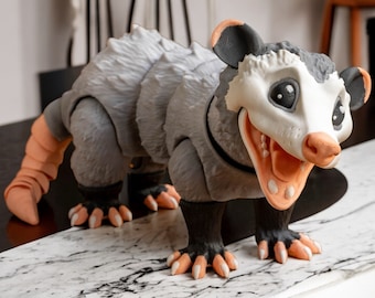 Adorable Articulated Opossum Fidget Toy | 3D Printed Eco-Friendly Desk Companion | Playful Possum Stress Relief Toy | Unique Gift Idea