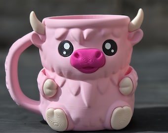 Ferdinand, the Highland Cow Ice Cream Pint Holder | Eco Friendly 3D Printed Pint Cozy Cute Gift for Ice Cream Lovers Pick your color combo