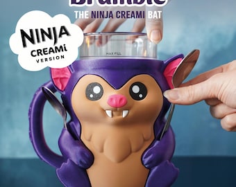 NinjaCreami Bramble the Bat Ice Cream Pint Holder | Eco Friendly 3D Printed Pint Cozy with Spoon Slots | Cute Bat Gift for Ice Cream Lovers