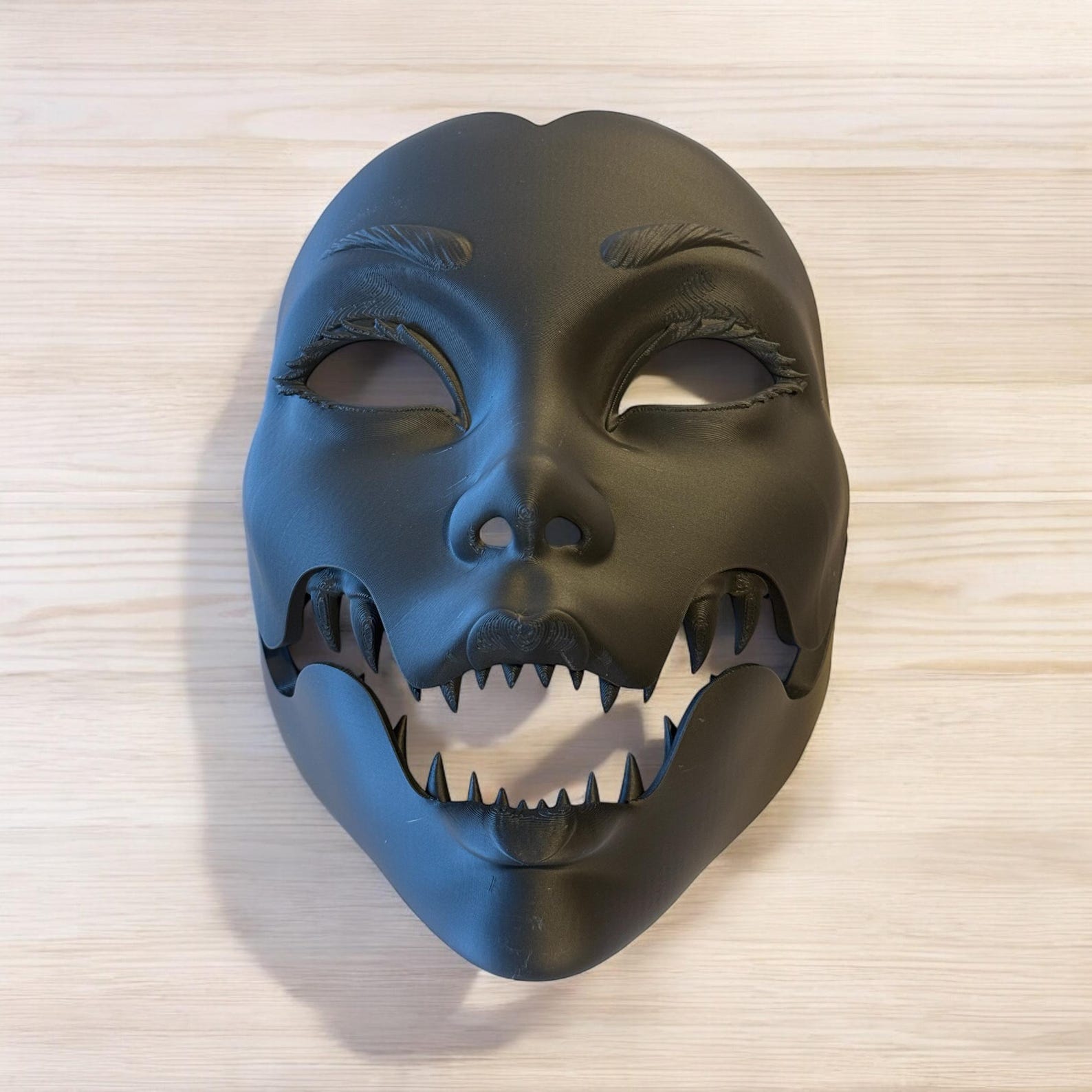 Gaasha Mask Black Geisha Mask, Geisha Mask With Sharp Teeth - Unique Japanese Art ...