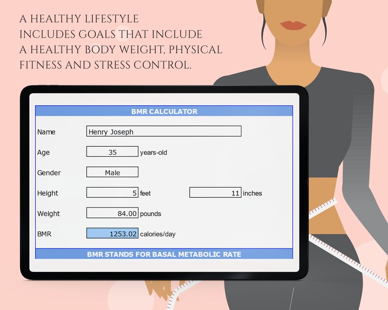 BMI Calculator & BMR Calculator Google Sheet and MS (Instant Download