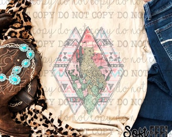 Leopardo azteca vintage country western - Transferencia DTF - Transferencia directa a película lista para prensar - Transferencia para planchar sobre ropa