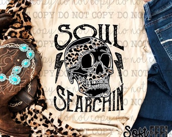 Rodeo Country Western con calaveras en busca del alma - Transferencia DTF - Transferencia directa a película, lista para prensar - Transferencia para planchar sobre ropa