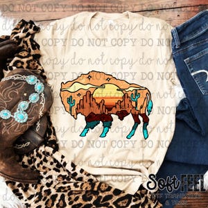 Aztec Buffalo youth or adult - DTF Transfer - Direct To Film Ready To Press Transfer-Iron On Clothing Transfer