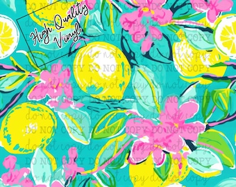 Bright Lemons - 12x12" Patterned Vinyl for Tumblers and Crafts -Solvent Resistant Rubbing Alcohol SAFE Adhesive Vinyl