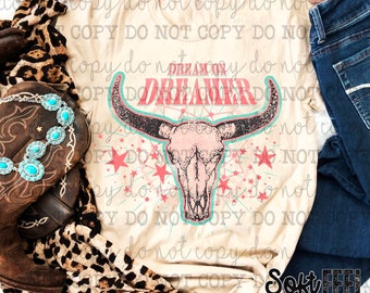 Dream On Dreamer Vintage Country Western - DTF Transfer - Direct To Film Ready To Press Transfer-Iron On Clothing Transfer