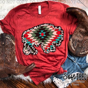 Buffalo Aztec South Western Ranching Rodeo - DTF Transfer - Direct To Film Ready To Press Transfer-Iron On Clothing Transfer