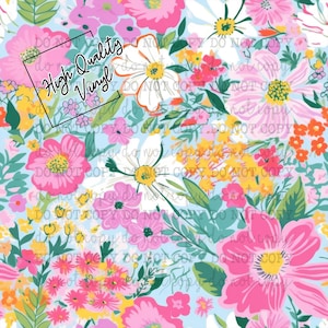 Bright Spring Florals - 12x12&quot; Patterned Vinyl for Tumblers and Crafts -Solvent Resistant Rubbing Alcohol SAFE Adhesive Vinyl
