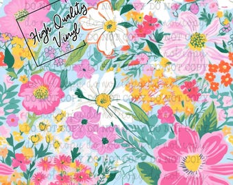 Bright Spring Florals - 12x12" Patterned Vinyl for Tumblers and Crafts -Solvent Resistant Rubbing Alcohol SAFE Adhesive Vinyl