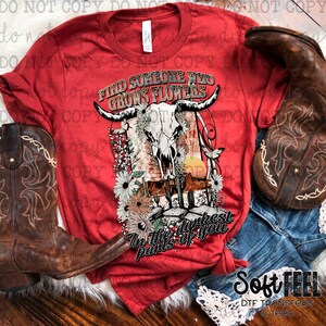 Grows Flowers Country South Western Ranching Rodeo - DTF Transfer - Direct To Film Ready To Press Transfer-Iron On Clothing Transfer