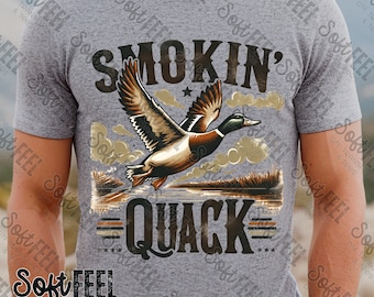 Smokin' Quack Duck Hunting Country Western - Trasferimento DTF - Trasferimento diretto su pellicola pronto per la stampa - Trasferimento stirabile su indumenti