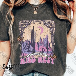 Lila Wilder Westen Country Western - DTF Transfer - Direkt zum Film, fertig zum Aufbügeln, zum Aufbügeln für Kleidung