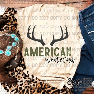 Caza de ciervos de cola blanca americanos, estilo country western - Transferencia DTF - Transferencia directa a película, lista para imprimir - Transferencia para planchar sobre ropa