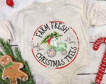 Camión vintage con árbol de Navidad fresco de granja - Transferencia DTF - Transferencia directa a película lista para prensar - Transferencia para planchar sobre ropa