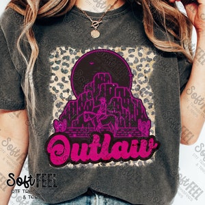 Pink Outlaw Country Western - DTF Transfer - Direkt zum Film, bereit zum Aufbügeln, zum Aufbügeln für Kleidung