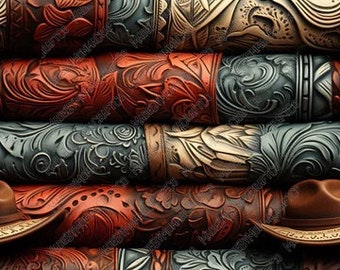 Tooled Leather Textures - 12x12&quot; Patterned Vinyl for Tumblers - Solvent Resistant Rubbing Alcohol SAFE Moveable Adhesive Vinyl