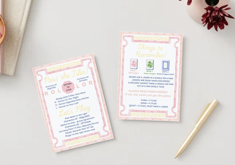 Pink Mahjong Tips And/or Tile Shuffler (digital Download) - Etsy