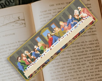 Leonardo Da Vinci Last Supper Art Cross Stitch Bookmark, Book Worm Gift, Modern Cross Stitch, Cross Stitch Patterns, Masterpiece Pattern