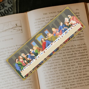 Marcapáginas de punto de cruz de la Última Cena de Leonardo Da Vinci, regalo para un lector, punto de cruz moderno, patrones de punto de cruz, patrón de obra maestra