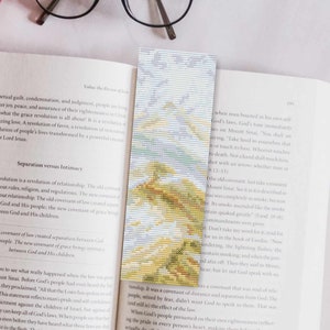 Mountains Bookmark Cross Stitch Pattern, Book Worm Gift, Simple Cross Stitch, Landscape Art, Landscape Bookmark, Book Lover Gift