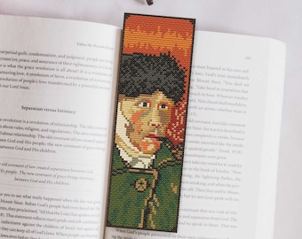 Van Gogh Self-portrait Famous Art Cross Stitch Bookmark, Book Worm Gift, Cross Stitch Patterns, Masterpiece Pattern