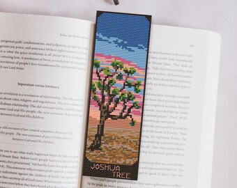 Joshua Tree National Park Bookmark Cross Stitch Pattern, Book Worm Gift, Simple Cross Stitch, National Park Art, Landscape Bookmark